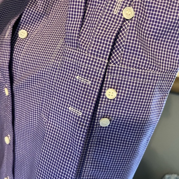 Thomas Mason for J. Crew Purple Checkered Women's Button Down Shirt - Picture 3 of 9